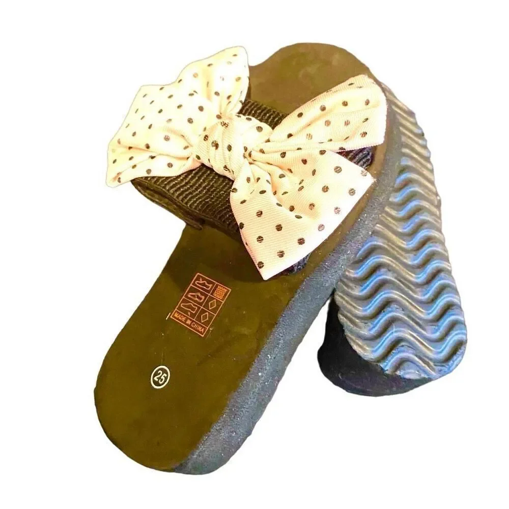 Flip Flop pink Polka Dot Bow Sandals Size 9